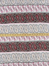 Brink Pink/Stone Beige/White/Multi Rayon/Metallic Horizontal Paisley Stripe Print On Vertical Metallic Stripe Crinkle Challis 52W