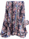 Navy/Mauve Pink/White/Multi 100% Rayon Vertical Floral Stripe Print Crinkle Challis 50W