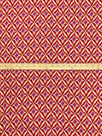 Dark Fuchsia/Maroon/Off-White/Multi 100% Rayon Novelty Diamond Print Challis 53W