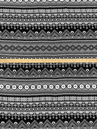 Black/White 100% Rayon Horizontal Stylized Floral Print Challis 55W