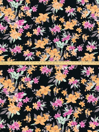 Black/Mellow Apricot/Mulberry/Multi 100% Rayon Floral Print Challis 56W