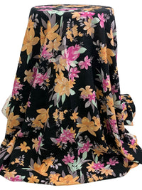 Black/Mellow Apricot/Mulberry/Multi 100% Rayon Floral Print Challis 56W