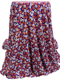 Catalina Blue/White/Rust 100% Rayon Floral Print Challis 55W