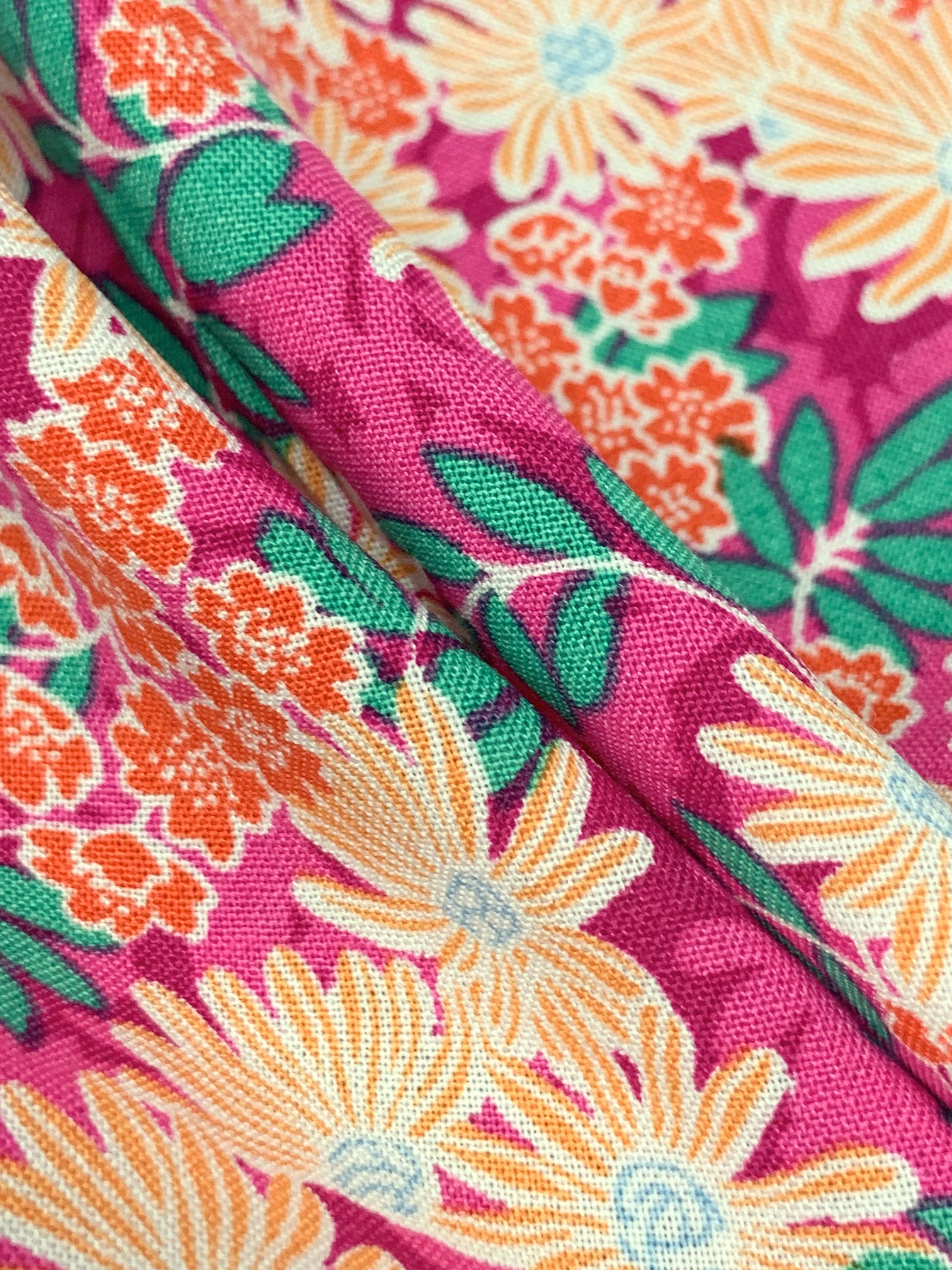 Deep Cerise/Jungle Green/Flame/Multi 100% Rayon Floral Print