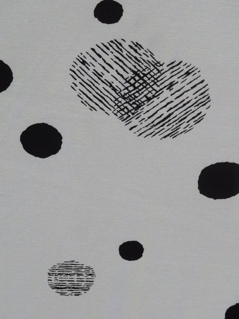 Cool Gray/Black Rayon/Lycra Abstract Dot Print Jersey knit 59W