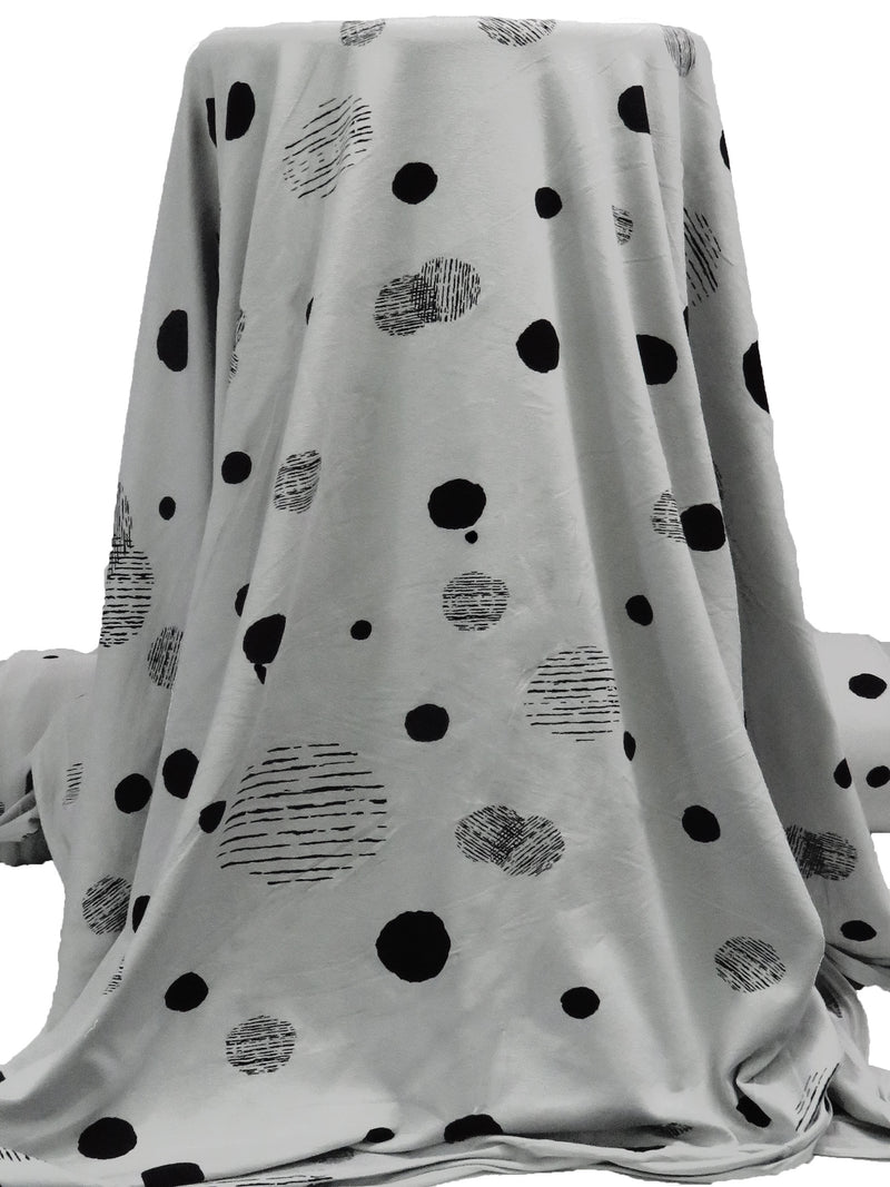Cool Gray/Black Rayon/Lycra Abstract Dot Print Jersey knit 59W