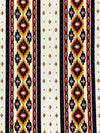 Eggshell/Dark Navy/Goldenrod/Red-Orange Polyester/Lycra Vertical Southwestern Stripe Print Double Brushed Knit 56W