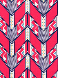 Paradise Pink/Thunder Blue/White/Multi Cotton/Lycra Stylized Chevron Print Jersey Knit 52W