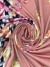 Dusty Rose/Prussian/Dandelion/Multi Polyester/Lycra Double Border Floral Print Crepe ITY Knit 56W