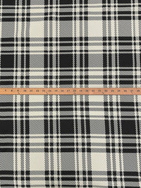 Oyster/Black 100% Polyester Plaid Jacquard Satin - Imported From Italy - 62W