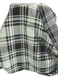 Oyster/Black 100% Polyester Plaid Jacquard Satin - Imported From Italy - 62W