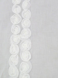 SOLD AS IS ONLY - Daisy White 100% Cotton Double Border Rosettes On Voile 55W