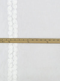 SOLD AS IS ONLY - Daisy White 100% Cotton Double Border Rosettes On Voile 55W