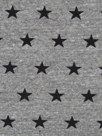 Heathered Pewter Gray/Black Cotton/Polyester Star Print Interlock Knit 56W