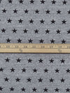 Heathered Pewter Gray/Black Cotton/Polyester Star Print Interlock Knit 56W