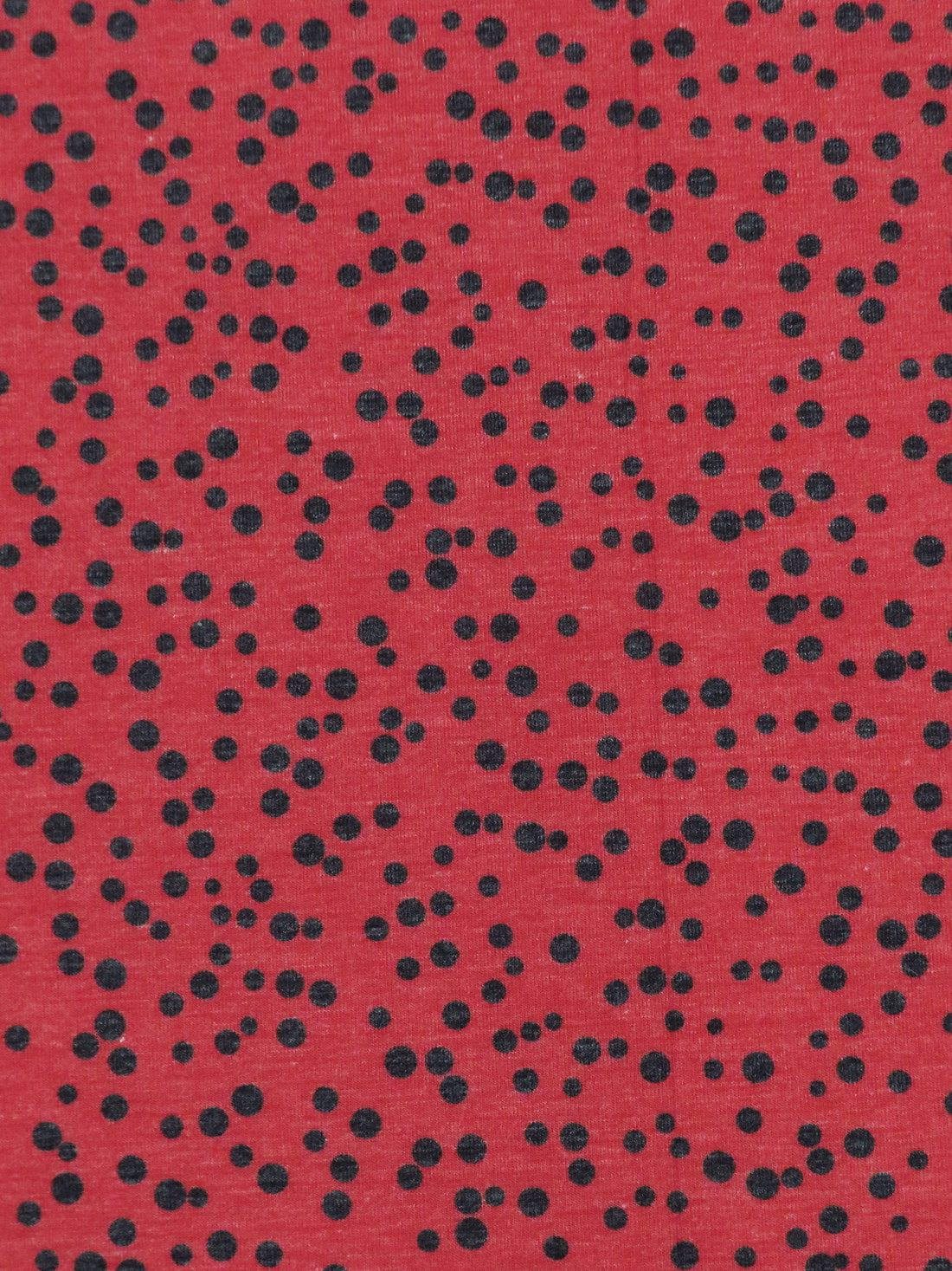 Heathered Ladybug Red/Muted Black Polyester/Lycra Scattered Dot Print Jersey Knit 56W