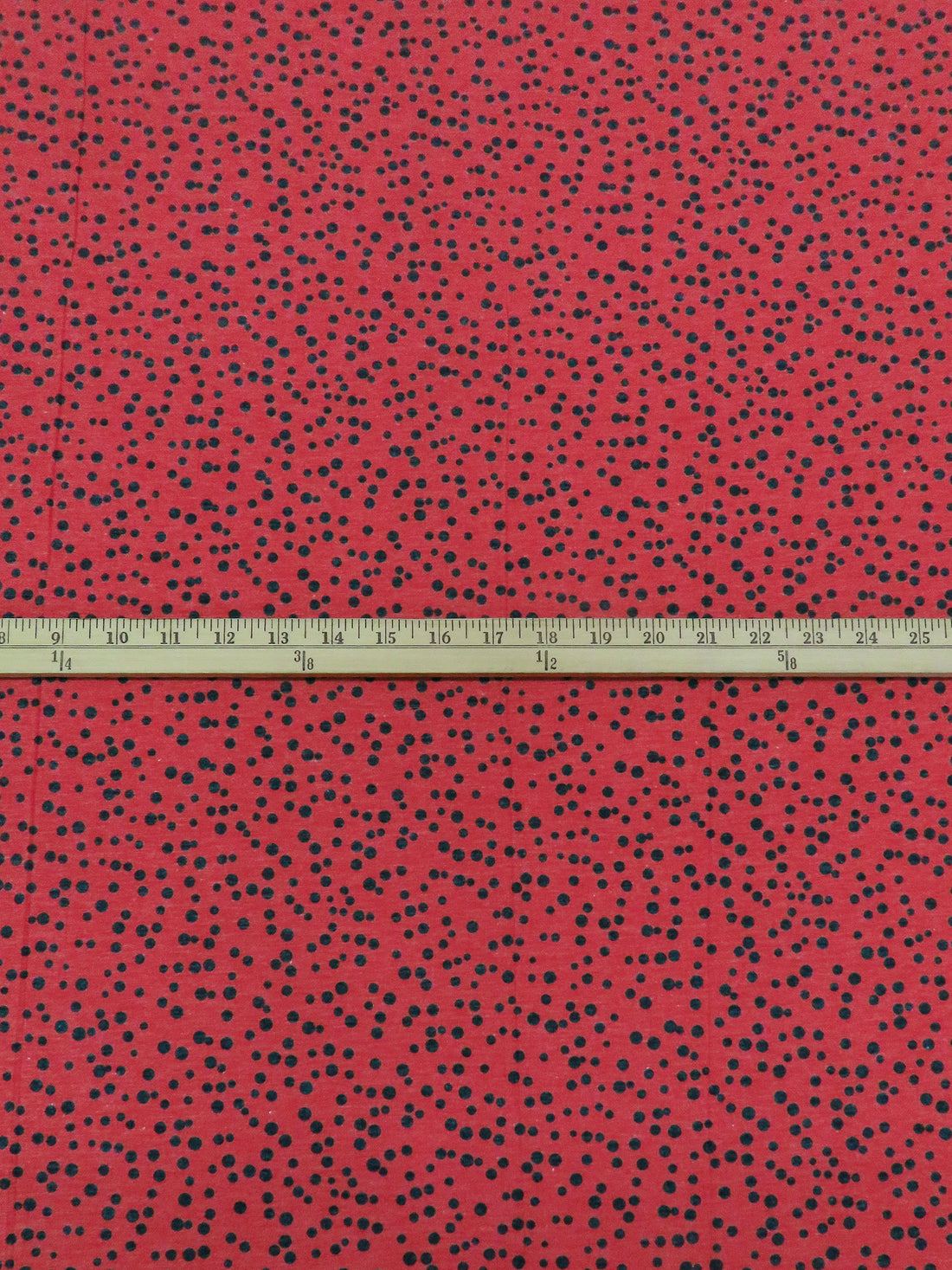 Heathered Ladybug Red/Muted Black Polyester/Lycra Scattered Dot Print Jersey Knit 56W