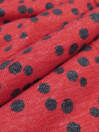 Heathered Ladybug Red/Muted Black Polyester/Lycra Scattered Dot Print Jersey Knit 56W