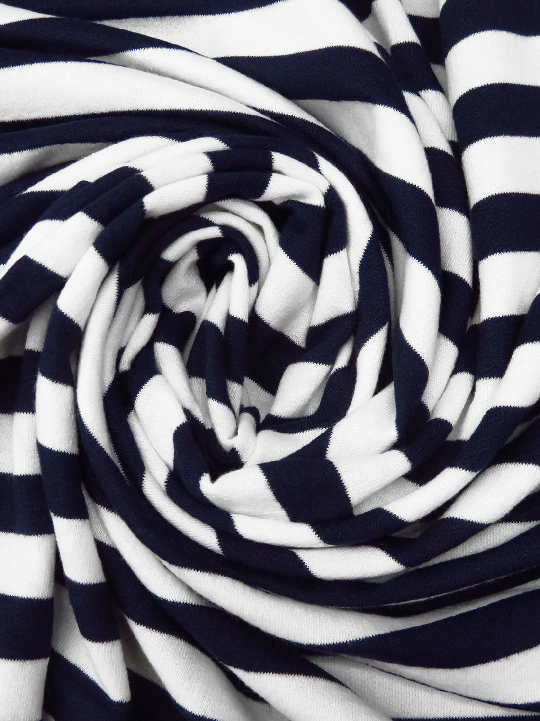 Navy/Off-White Polyester/Lycra Horizontal Stripe French Terry Knit - NY Designer - 60W