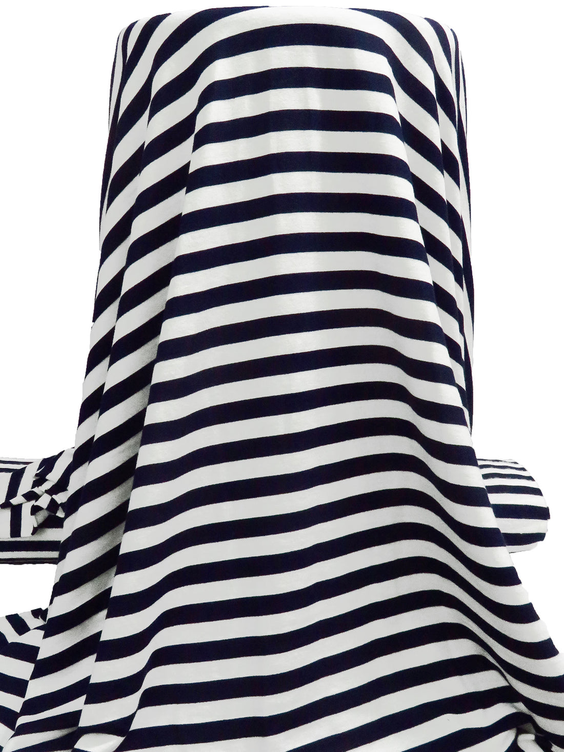 Navy/Off-White Polyester/Lycra Horizontal Stripe French Terry Knit - NY Designer - 60W