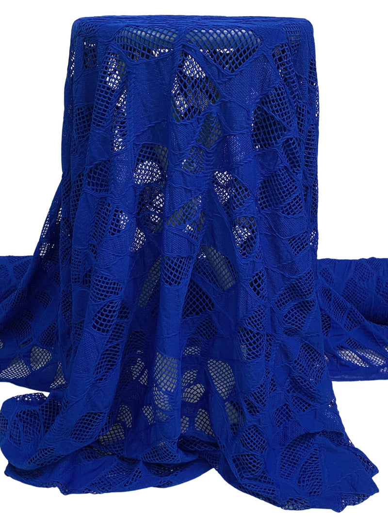 Dark Powder Blue Polyester/Lycra Abstract Lace Knit 49W