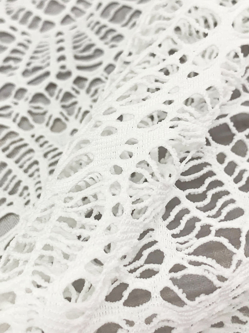 Eggshell Polyester/Lycra Medallion Lace Knit 58W