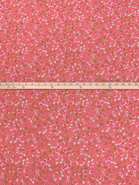 Candy Pink/Pale Brown/White/Multi 100% Polyester Floral Print Bubble Crepe 58W