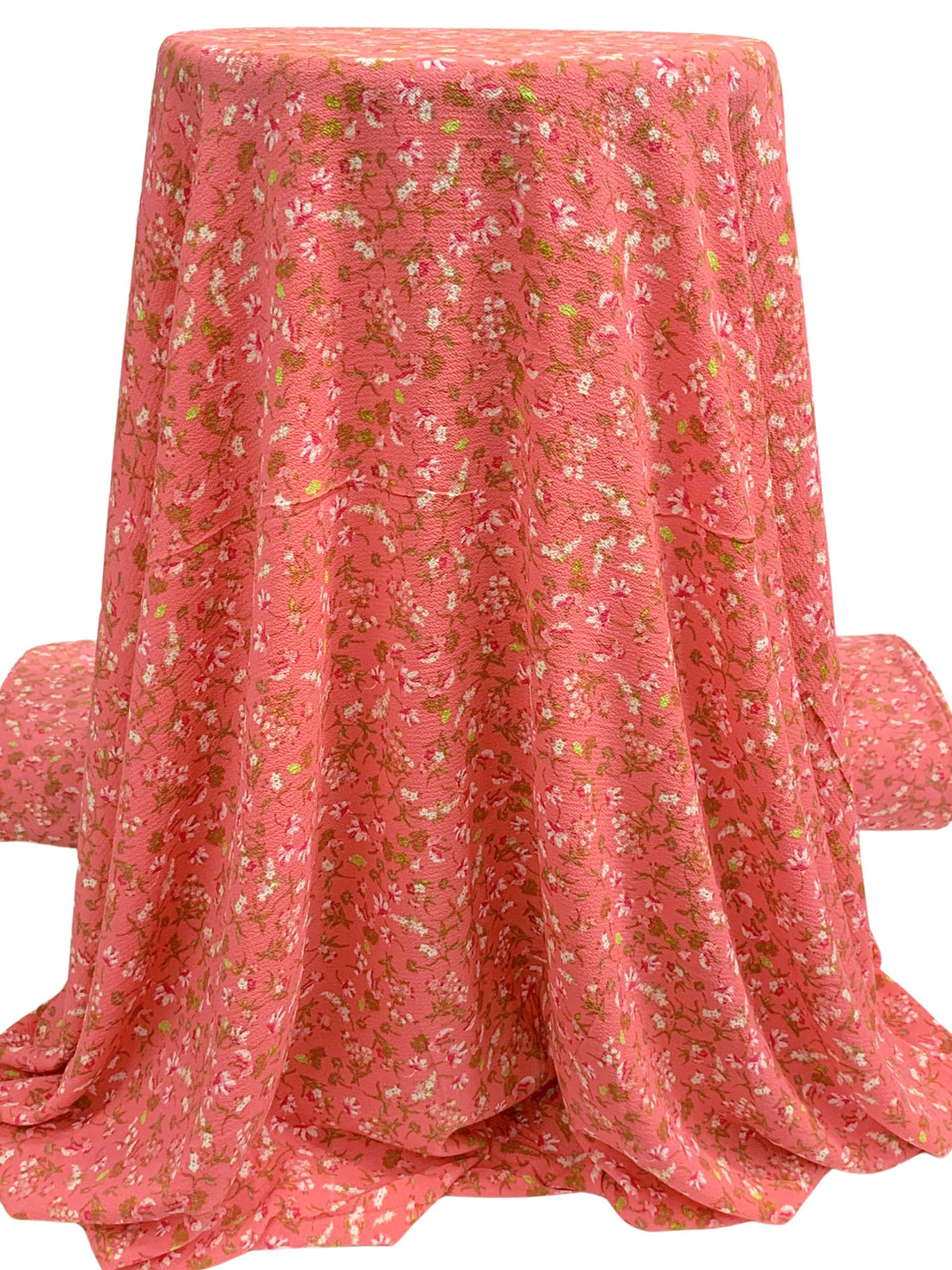 Candy Pink/Pale Brown/White/Multi 100% Polyester Floral Print Bubble Crepe 58W