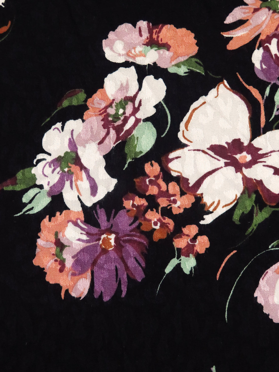 Black/Dusty Mauve/Maroon/Multi 100% Rayon Floral Print On Animal Print Jacquard Challis 56W