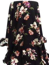 Black/Dusty Mauve/Maroon/Multi 100% Rayon Floral Print On Animal Print Jacquard Challis 56W