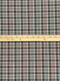 Off-White/Black/Chestnut Red 100% Cotton Yarn-Dyed Plaid Shirting 58W