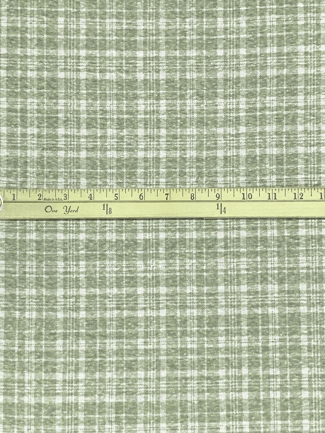 Laurel Green/White Polyester/Cotton Heathered Plaid Print Jersey Knit 54W