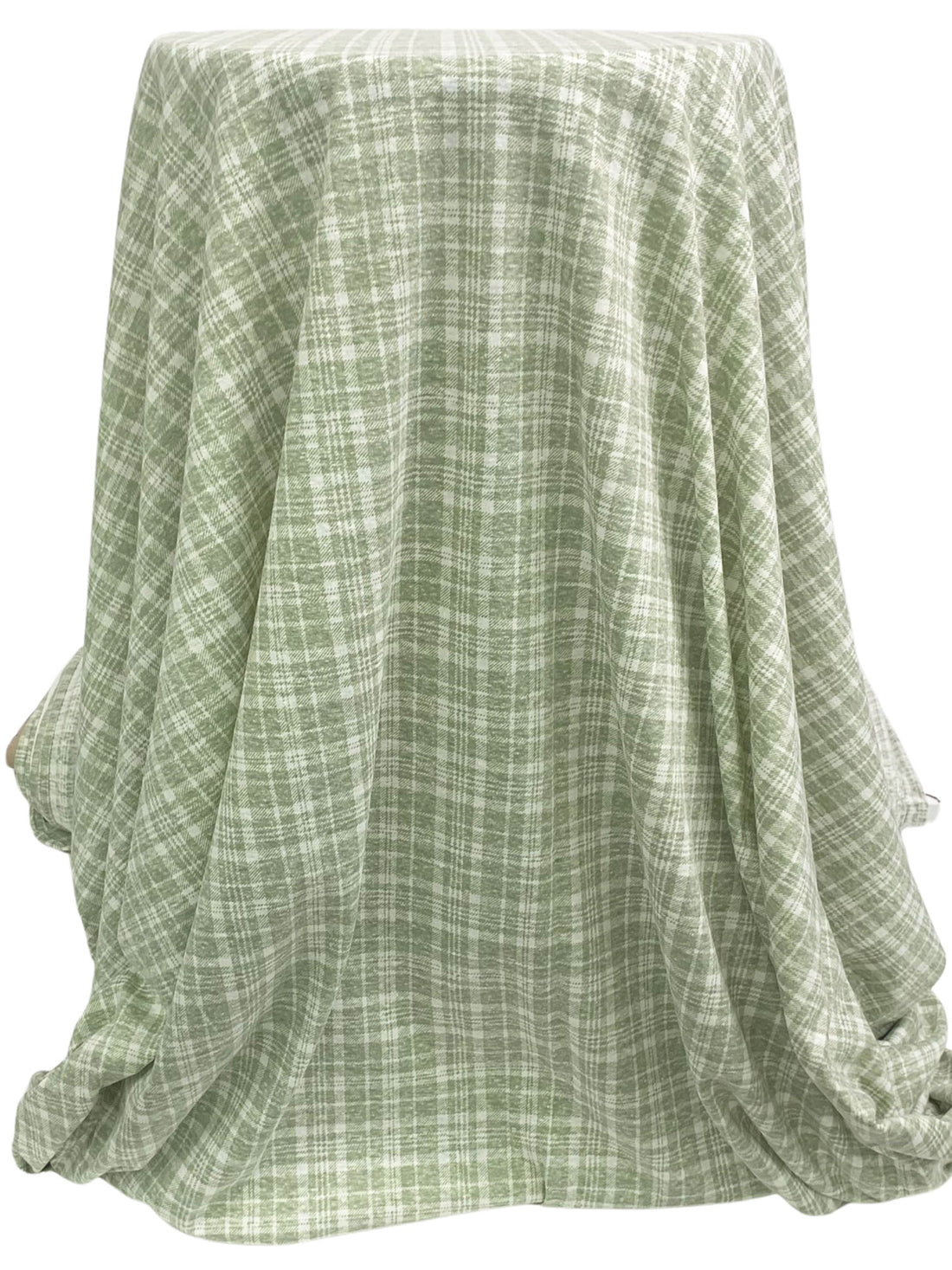 Laurel Green/White Polyester/Cotton Heathered Plaid Print Jersey Knit 54W
