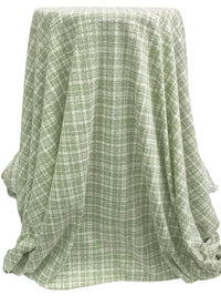 Laurel Green/White Polyester/Cotton Heathered Plaid Print Jersey Knit 54W