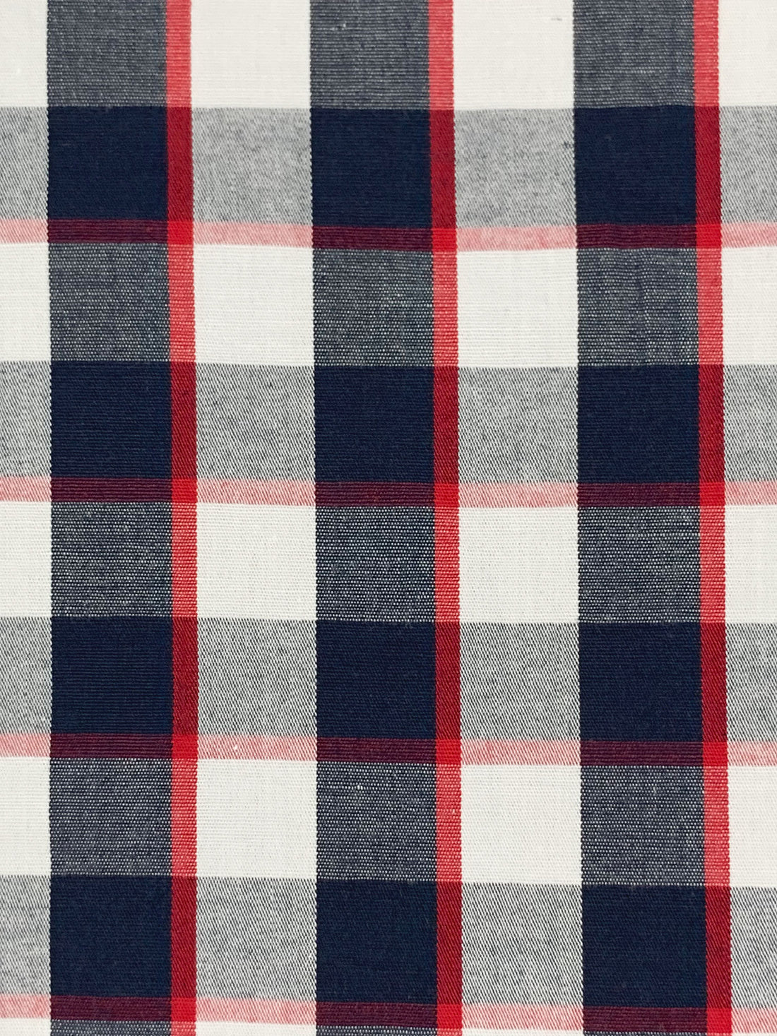 Navy/White/Red 100% Cotton Yarn-Dyed Plaid Shirting - NY Designer - 52W