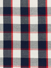 Navy/White/Red 100% Cotton Yarn-Dyed Plaid Shirting - NY Designer - 52W