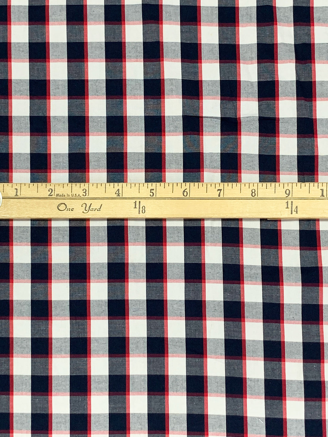 Navy/White/Red 100% Cotton Yarn-Dyed Plaid Shirting - NY Designer - 52W