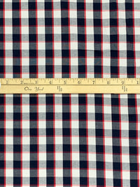 Navy/White/Red 100% Cotton Yarn-Dyed Plaid Shirting - NY Designer - 52W