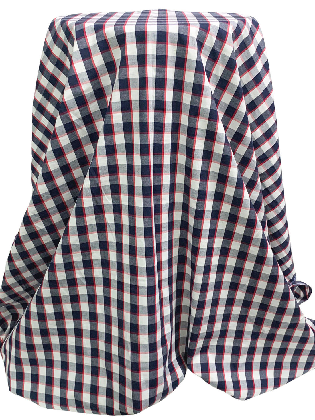Navy/White/Red 100% Cotton Yarn-Dyed Plaid Shirting - NY Designer - 52W
