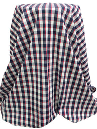 Navy/White/Red 100% Cotton Yarn-Dyed Plaid Shirting - NY Designer - 52W
