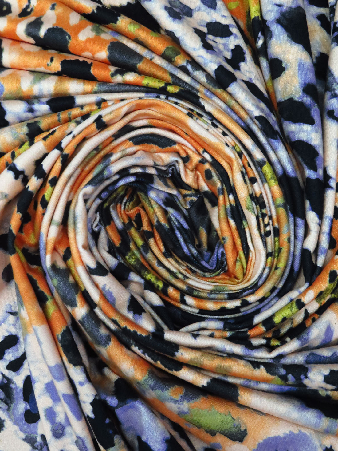 Peach/Tangerine/Black/Gray Polyester/Lycra Bold Animal Print Double Brushed Knit 58W