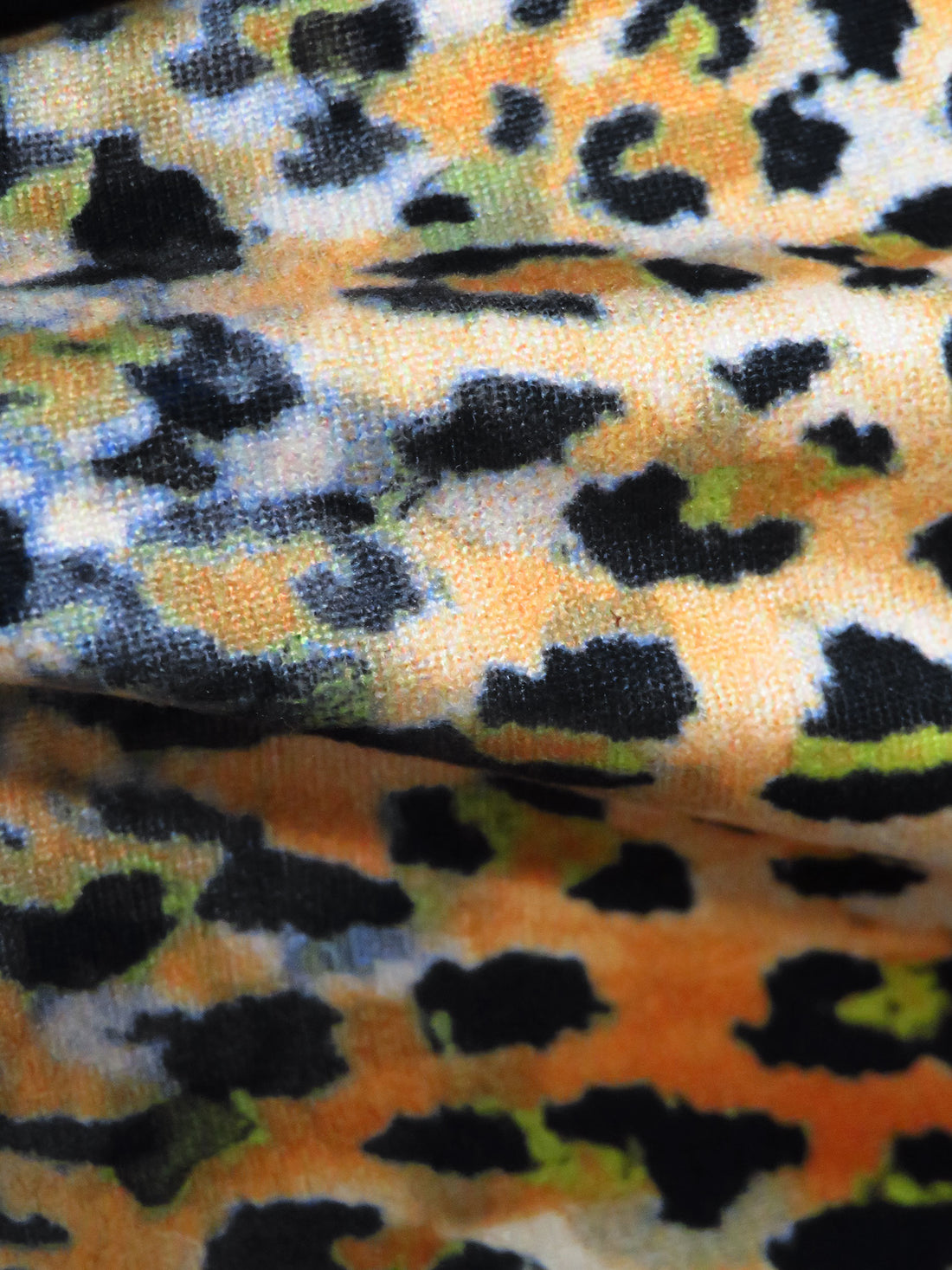 Peach/Tangerine/Black/Gray Polyester/Lycra Bold Animal Print Double Brushed Knit 58W