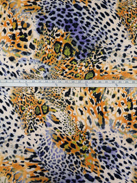 Peach/Tangerine/Black/Gray Polyester/Lycra Bold Animal Print Double Brushed Knit 58W