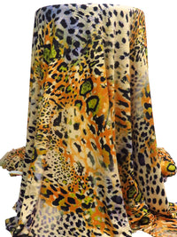 Peach/Tangerine/Black/Gray Polyester/Lycra Bold Animal Print Double Brushed Knit 58W