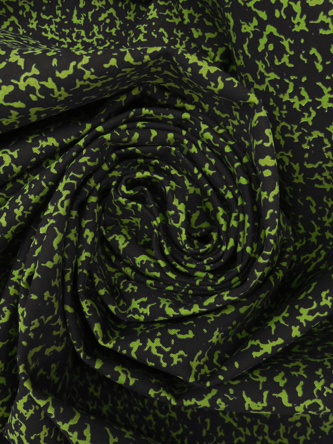 Black/Moss Green Cotton/Lycra Composition Print Stretch Twill - NY Designer - 54W