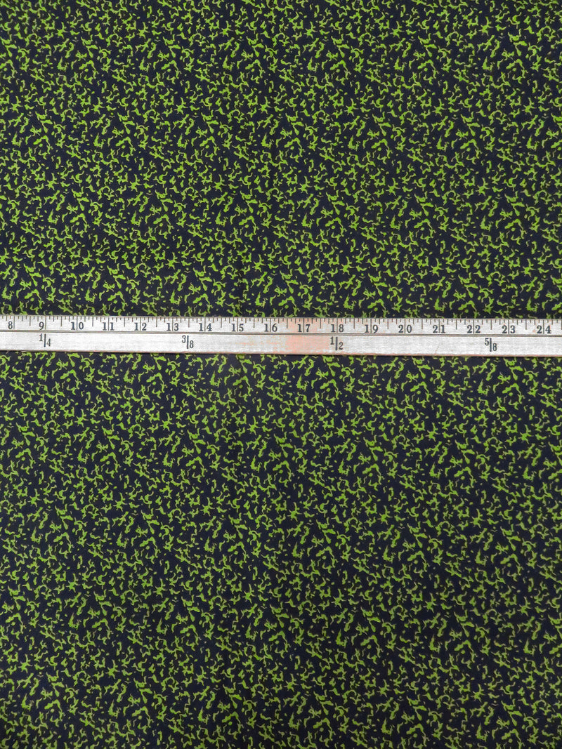 Black/Moss Green Cotton/Lycra Composition Print Stretch Twill - NY Designer - 54W