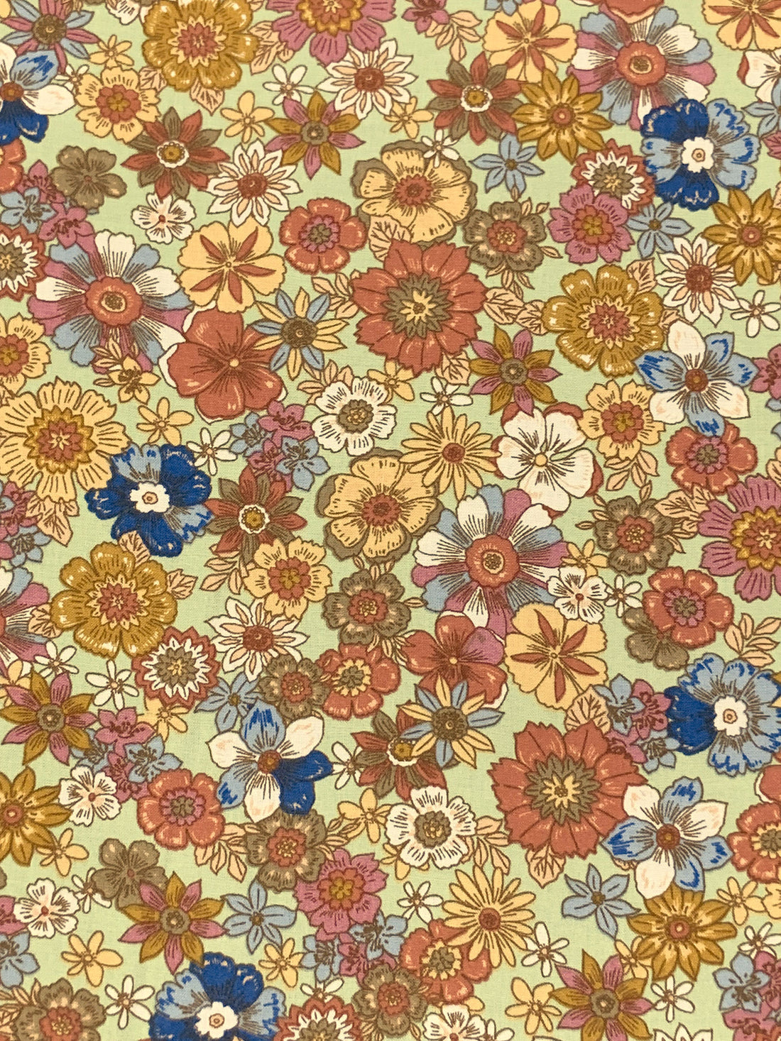 Sage/Copper/Catalina Blue/Multi 100% Rayon Floral Print Challis 57W