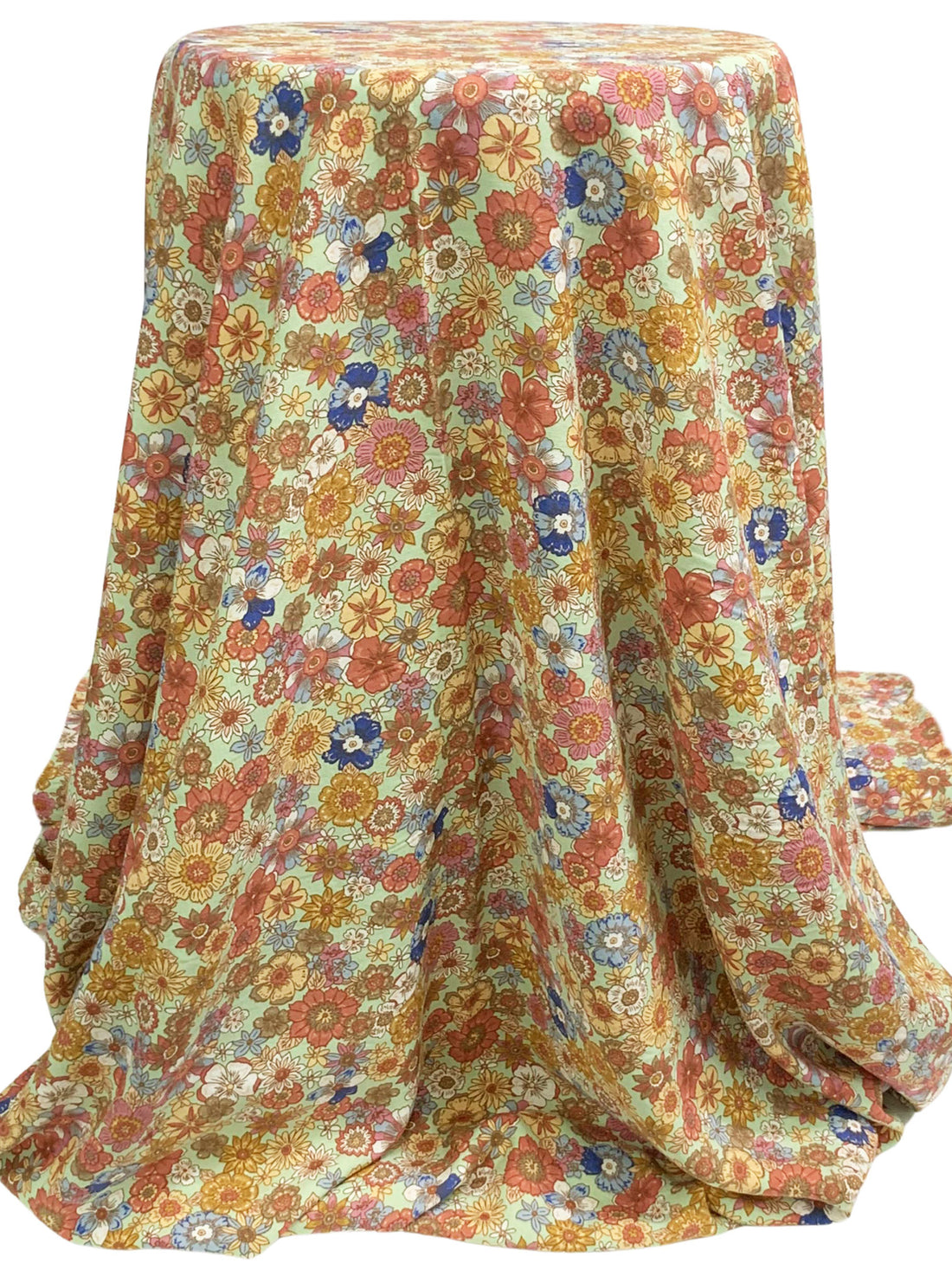 Sage/Copper/Catalina Blue/Multi 100% Rayon Floral Print Challis 57W