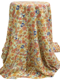 Sage/Copper/Catalina Blue/Multi 100% Rayon Floral Print Challis 57W