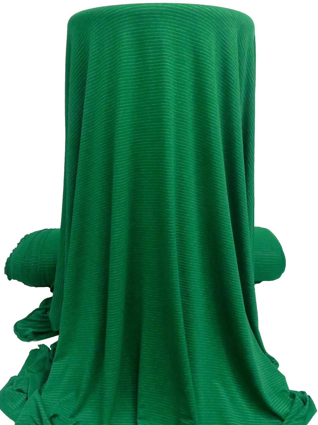 Bright Green Recycled Polyester/Polyester/Elastane Horizontal Stripe Weave Activewear Knit - Corbeaux Clothing - 56W